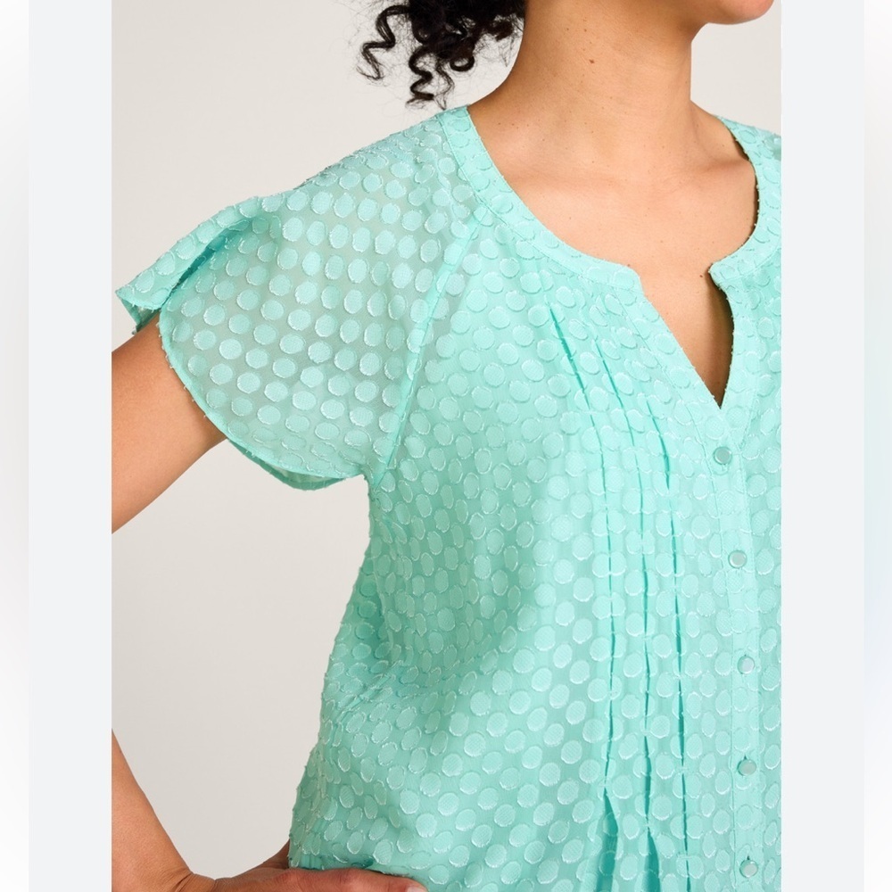 Soft Surroundings Aqua Calm Dot Blouse - Picture 2 of 7